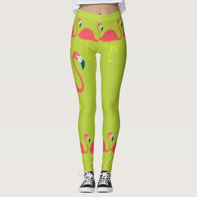 "Flamingo Me Crazy" Ladies Leggings (Front)