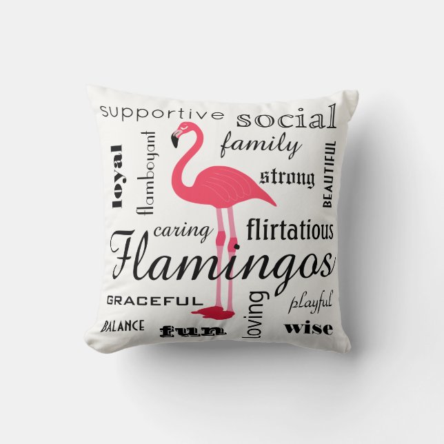 Flamingo Meaning Throw Pillow (Front)