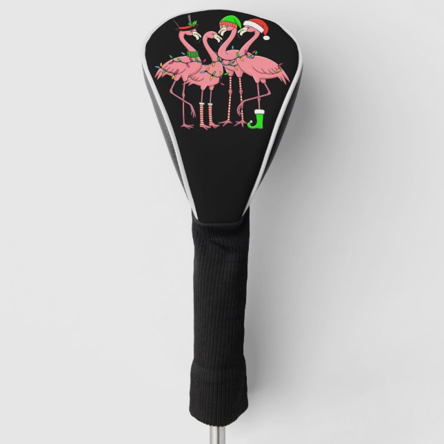 Flamingo Merry Christmas Funny Flamingo Lover Gift Golf Head Cover (Front)