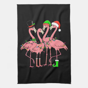 Flamingo Merry Christmas Funny Flamingo Lover Gift Kitchen Towel