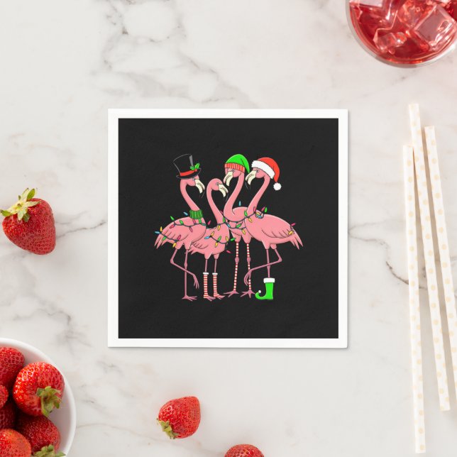 Flamingo Merry Christmas Funny Flamingo Lover Gift Napkins (Insitu)