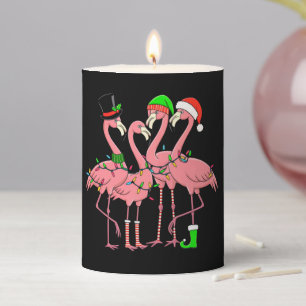 Flamingo Merry Christmas Funny Flamingo Lover Gift Pillar Candle