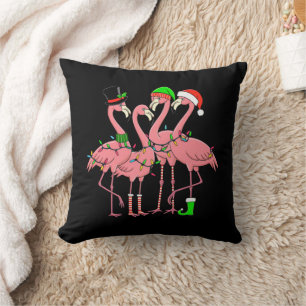Flamingo Merry Christmas Funny Flamingo Lover Gift Throw Pillow