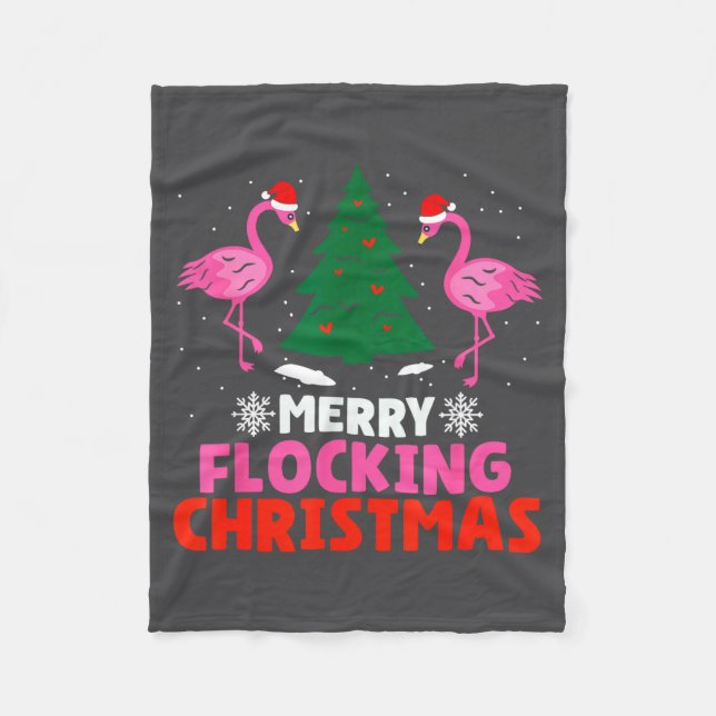 Flamingo Merry Flocking Christmas Funny Xmas Men W Fleece Blanket (Front)