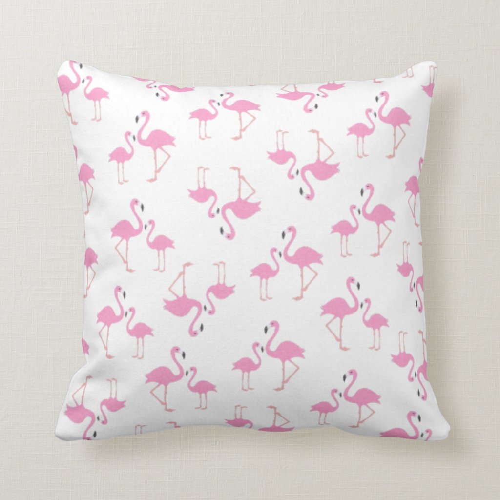 Flamingo Mom and Baby Nursery Throw Pillow