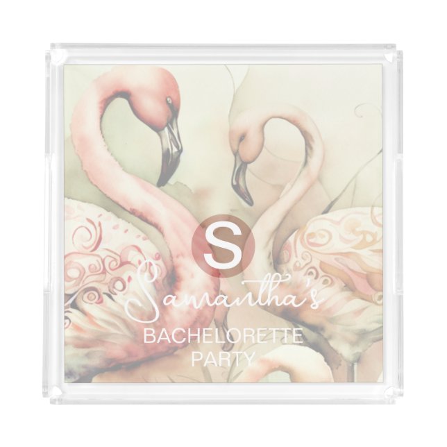 Flamingo Monogram Acrylic Tray (Front)