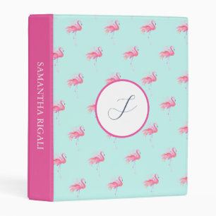 Flamingo Monogram Cute Summer Mini Binders for Her