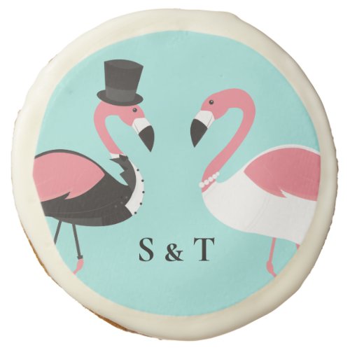 Flamingo Monogram Wedding  Sugar Cookie