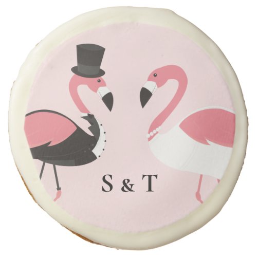 Flamingo Monogram Wedding  Sugar Cookie