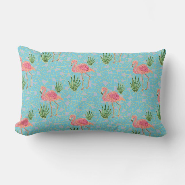 Flamingo Mosaic Throw Pillow (Front)