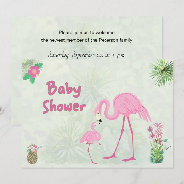 Flamingo Mother & Offspring Baby Shower Invitation (Front/Back)