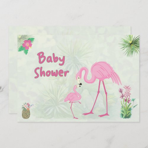Flamingo Mother  Offspring Baby Shower Invitation