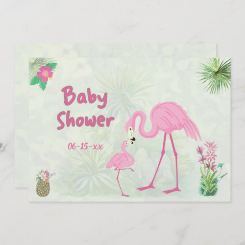 Flamingo Mother  Offspring Baby Shower Invitation