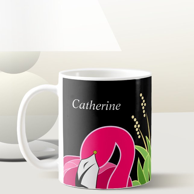 Flamingo Mug With Personalized Names (Personalized Bird Mug)
