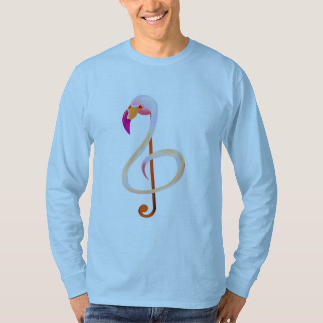 Flamingo Music Note Long Sleeve T-Shirt (Front)