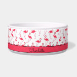 Flamingo Name Bowl<br><div class="desc">Adorable pink flamingo pattern.  Easily change name</div>