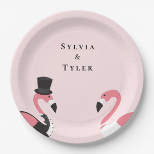 Flamingo Name Wedding  Paper Plates