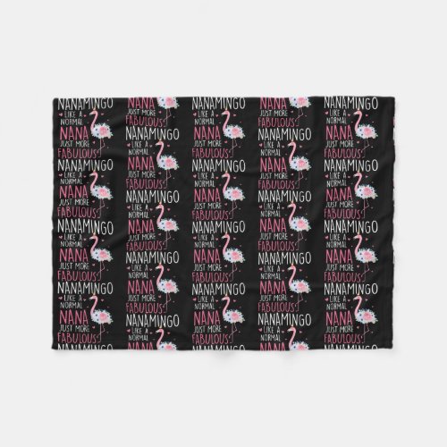 Flamingo Nanamingo like a normal Nana Floral Fleece Blanket