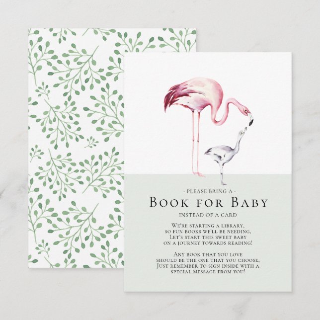 Flamingo Neutral Baby Shower Book for Baby Card (Front/Back)