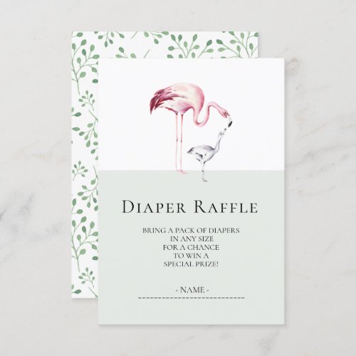 Flamingo Neutral Baby Shower Diaper Raffle Ticket Invitation