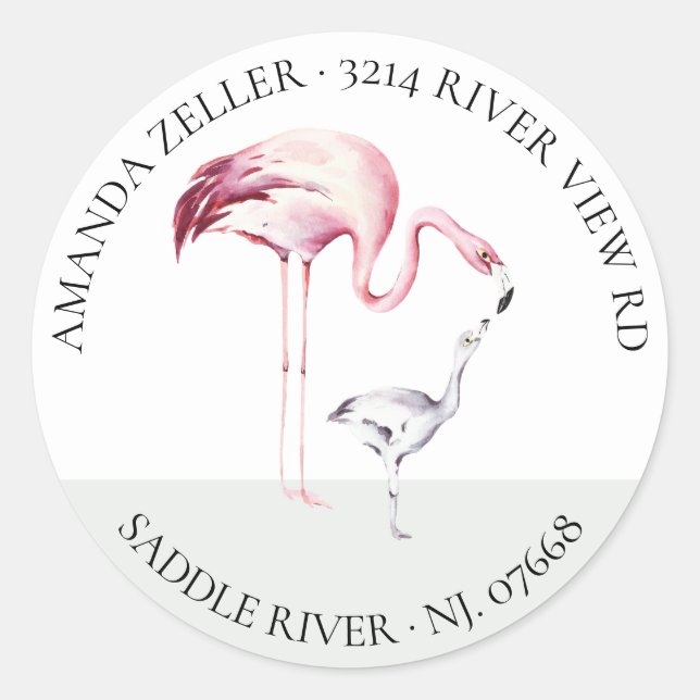 Flamingo Neutral Baby Shower Return Address Label (Front)