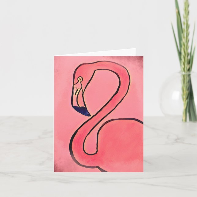 Flamingo Notecard (Blank Inside) (Front)