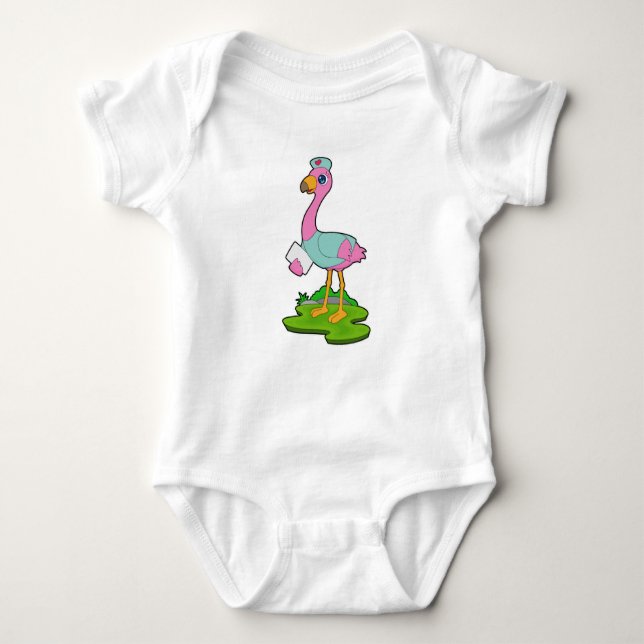 Flamingo Nurse Baby Bodysuit (Front)