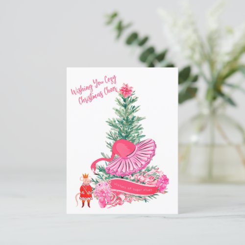 Flamingo Nutcracker Ballet Custom Christmas Postcard