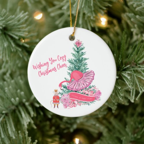 Flamingo Nutcracker Ballet Custom Christmas Wish Ceramic Ornament