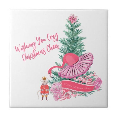 Flamingo Nutcracker Ballet Custom Christmas Wish Ceramic Tile