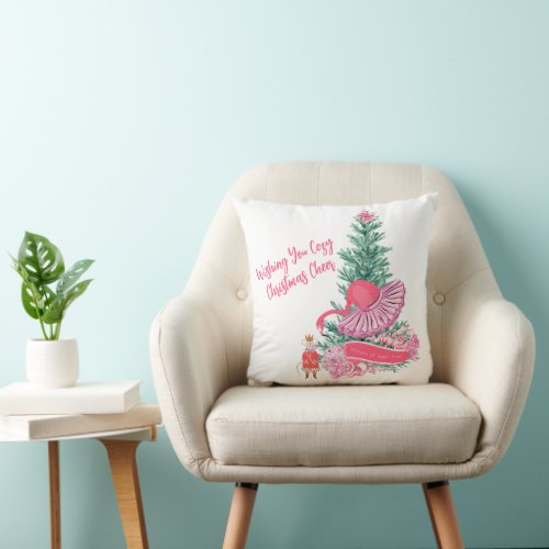 Flamingo Nutcracker Ballet Custom Christmas Wish Throw Pillow