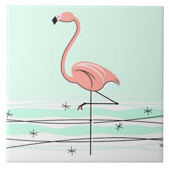 Flamingo Ocean Aqua flip tile (Front)