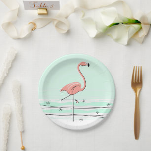 Flamingo Ocean Aqua paper plate