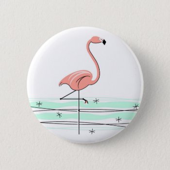 Flamingo Ocean Button by QuirkyChic at Zazzle