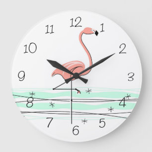 Flamingo Ocean clock numbers round