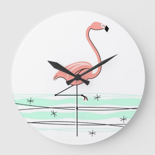 Flamingo Ocean clock round