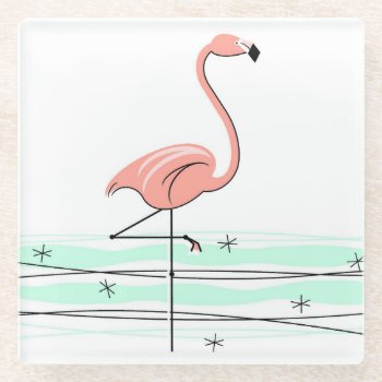 Flamingo Ocean Coaster Glass by QuirkyChic at Zazzle