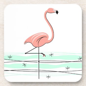 Flamingo Ocean Coasters Plastic by QuirkyChic at Zazzle