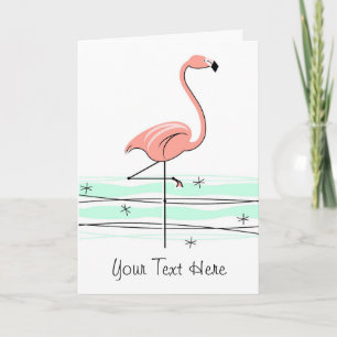 Flamingo Ocean front text greetings card
