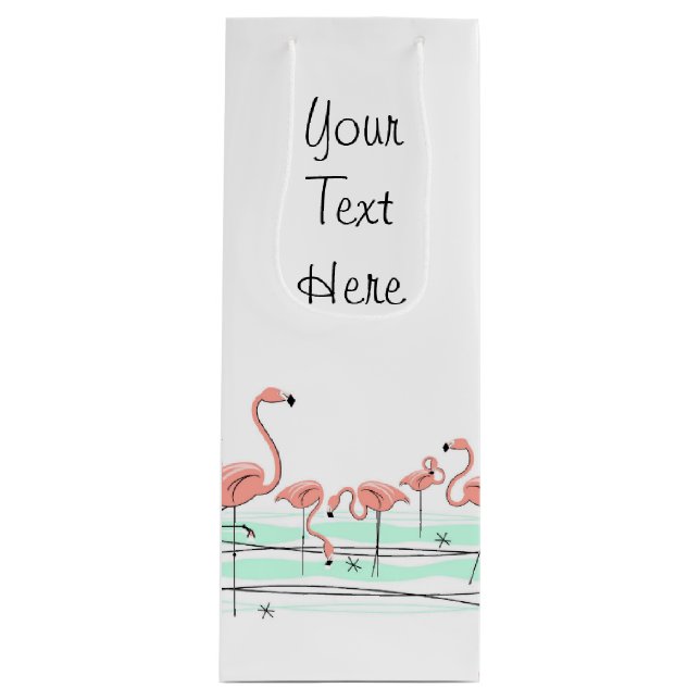 Flamingo Ocean Group Your Text bottle Wine Gift Bag (Front)