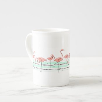 Flamingo Ocean Line Bone China Mug by QuirkyChic at Zazzle