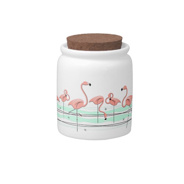 Flamingo Ocean Line candy jar (Front)