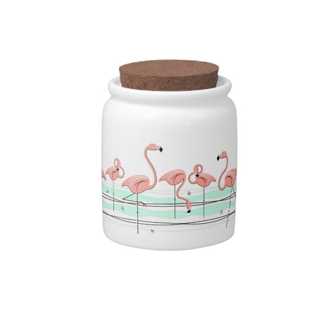 Flamingo Ocean Line candy jar (Front)