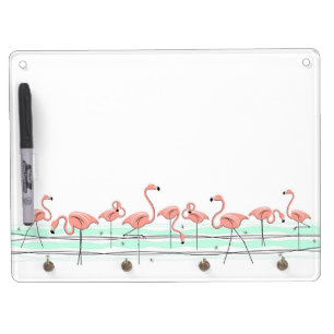 Flamingo Ocean Line Dry Erase Board With Keychain Holder