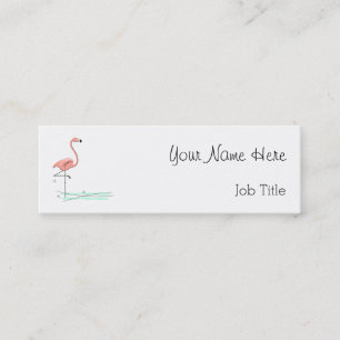 Flamingo Ocean side text skinny Mini Business Card