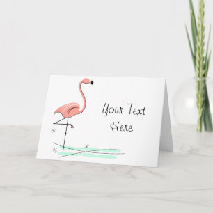 Flamingo Ocean text greetings card