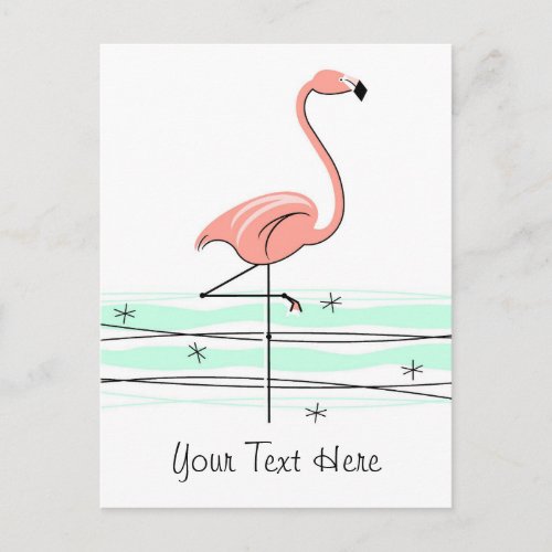 Flamingo Ocean text postcard