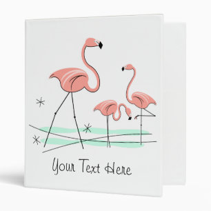 Flamingo Ocean Trio 2 "Front Back Text" 3 Ring Binder
