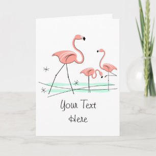 Flamingo Ocean Trio 2 front text greetings card