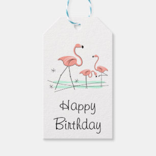 Flamingo Ocean Trio 2 Happy Birthday gift tags